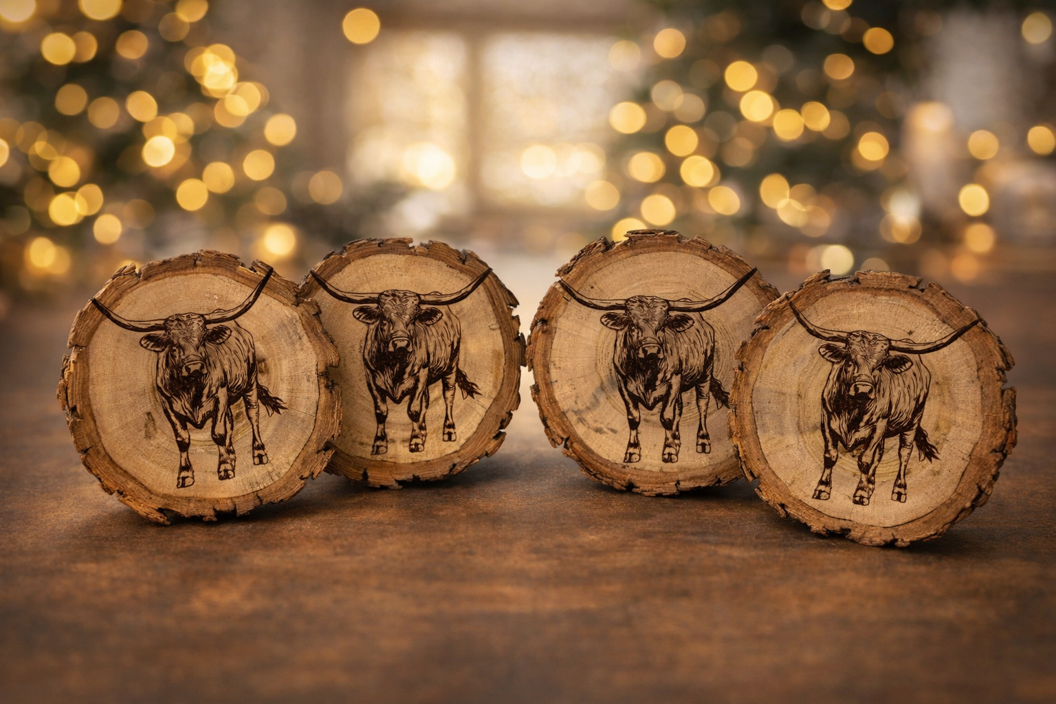 Engraved Longhorn Coaster’s(Oak Wood)