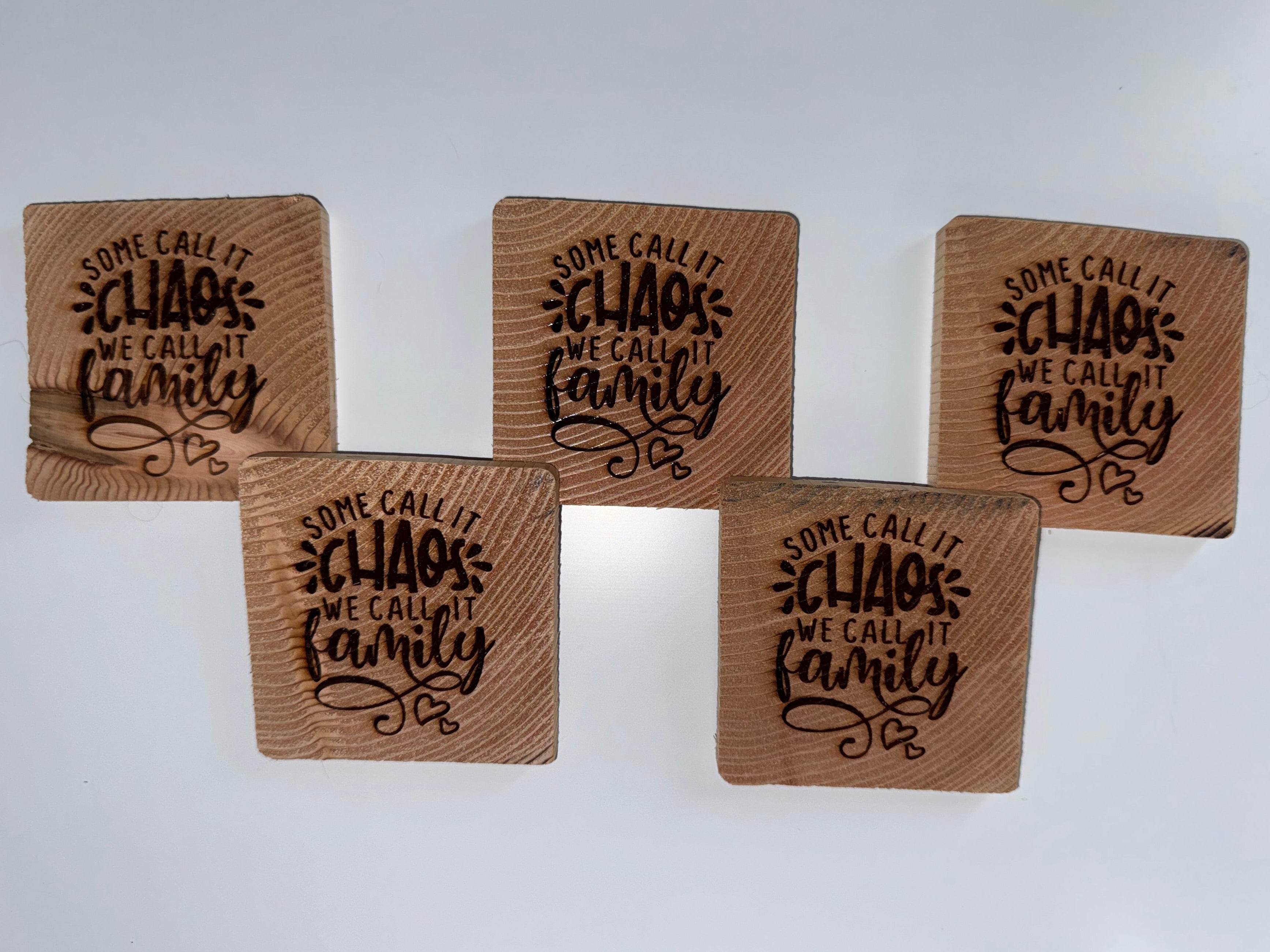 Engraved Family Chaos Wood Coaster