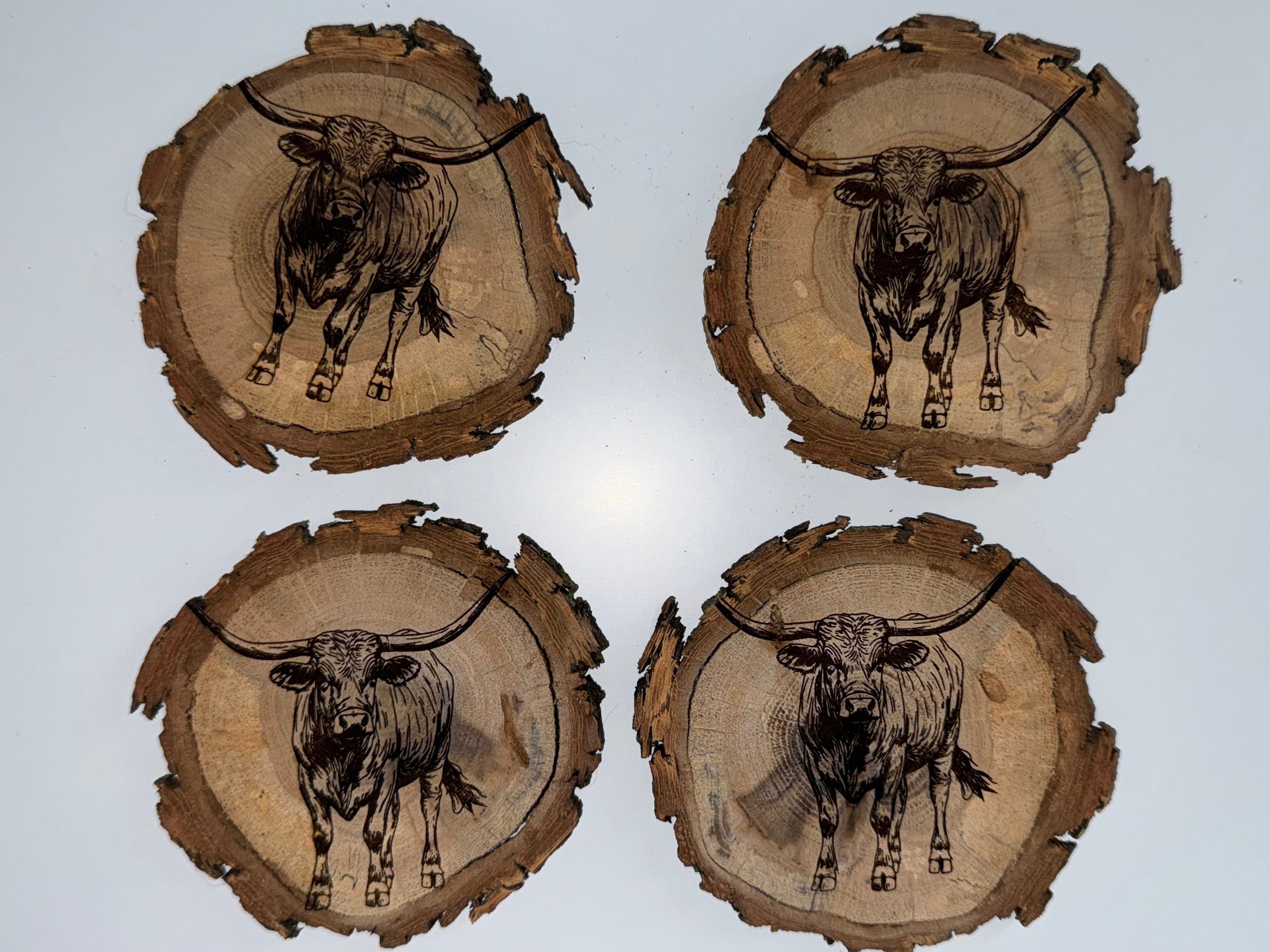Engraved Longhorn Coaster’s(Oak Wood)